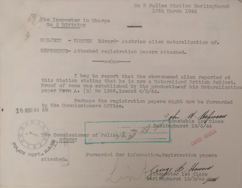 Eduard Korten Naturalization