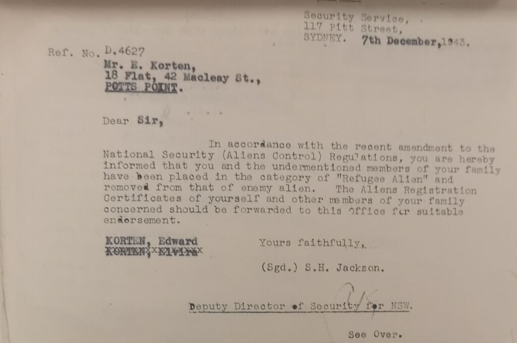 Eduard Korten notification of refugee alien status