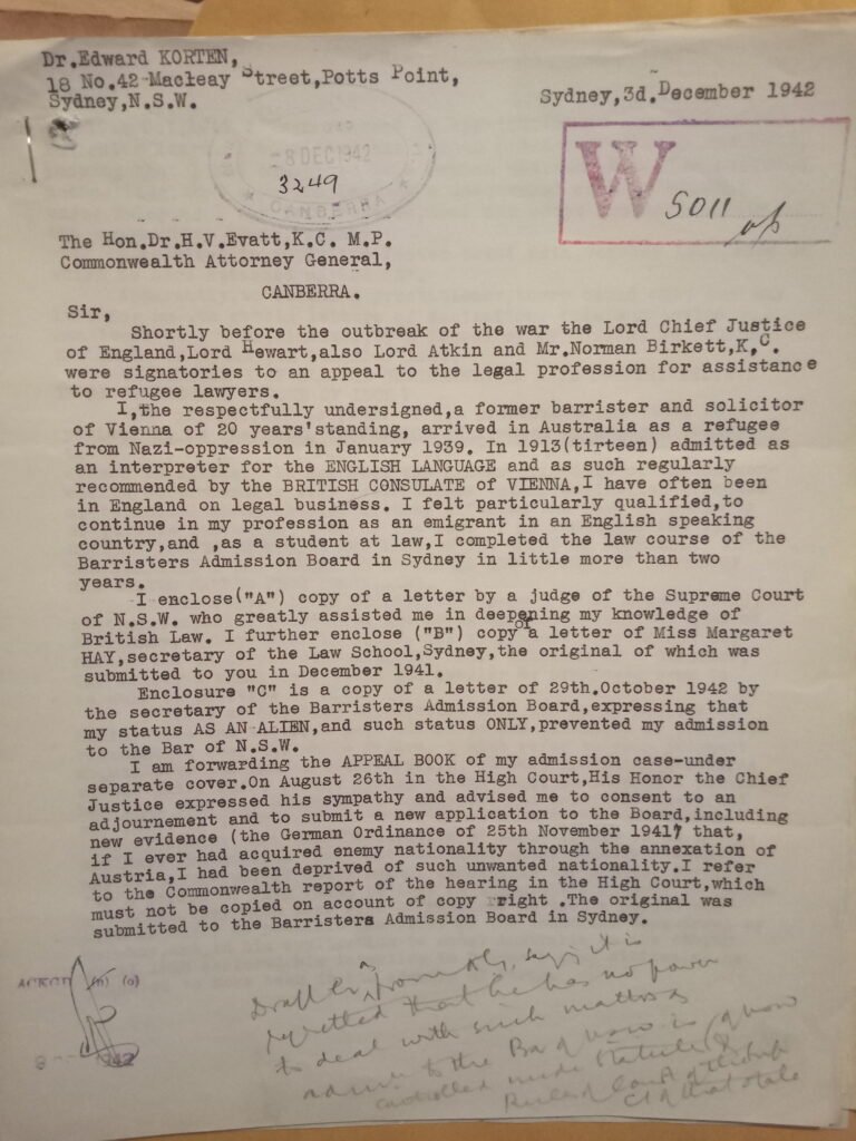 Korten Archive Letter To Evatt I The Respectifully Undersigned A Former Barrister 1 768x1024
