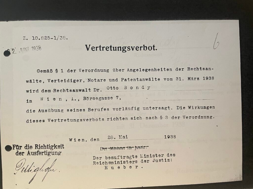 otto bondy is struck off the roll archival document