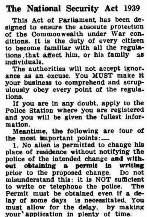 The National Security Act 1939